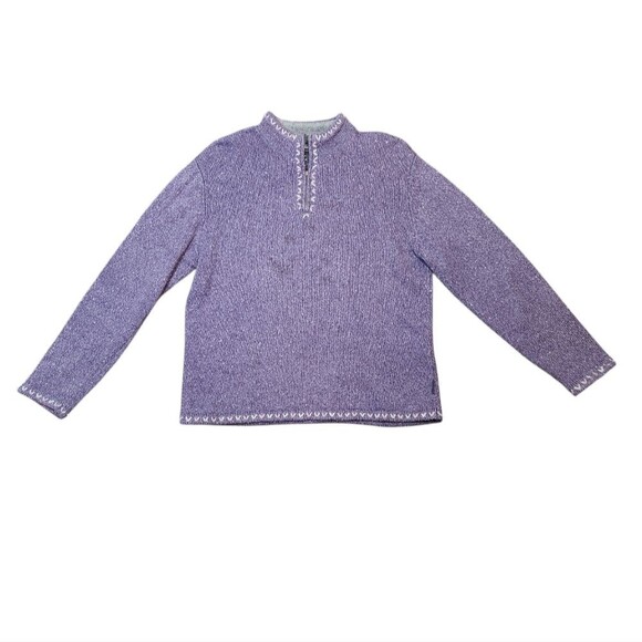 Woolrich Purple Wool 1/4 Zip Mock Neck Pullover Sweater Cottagecore Cabincore L - Picture 3 of 13